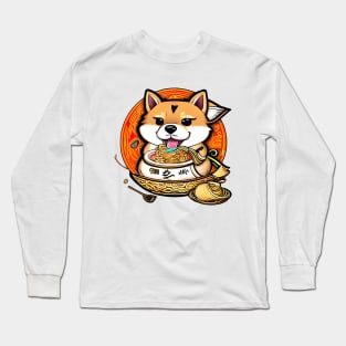 Shiba Inu with Ramen Noodle-Loving Long Sleeve T-Shirt